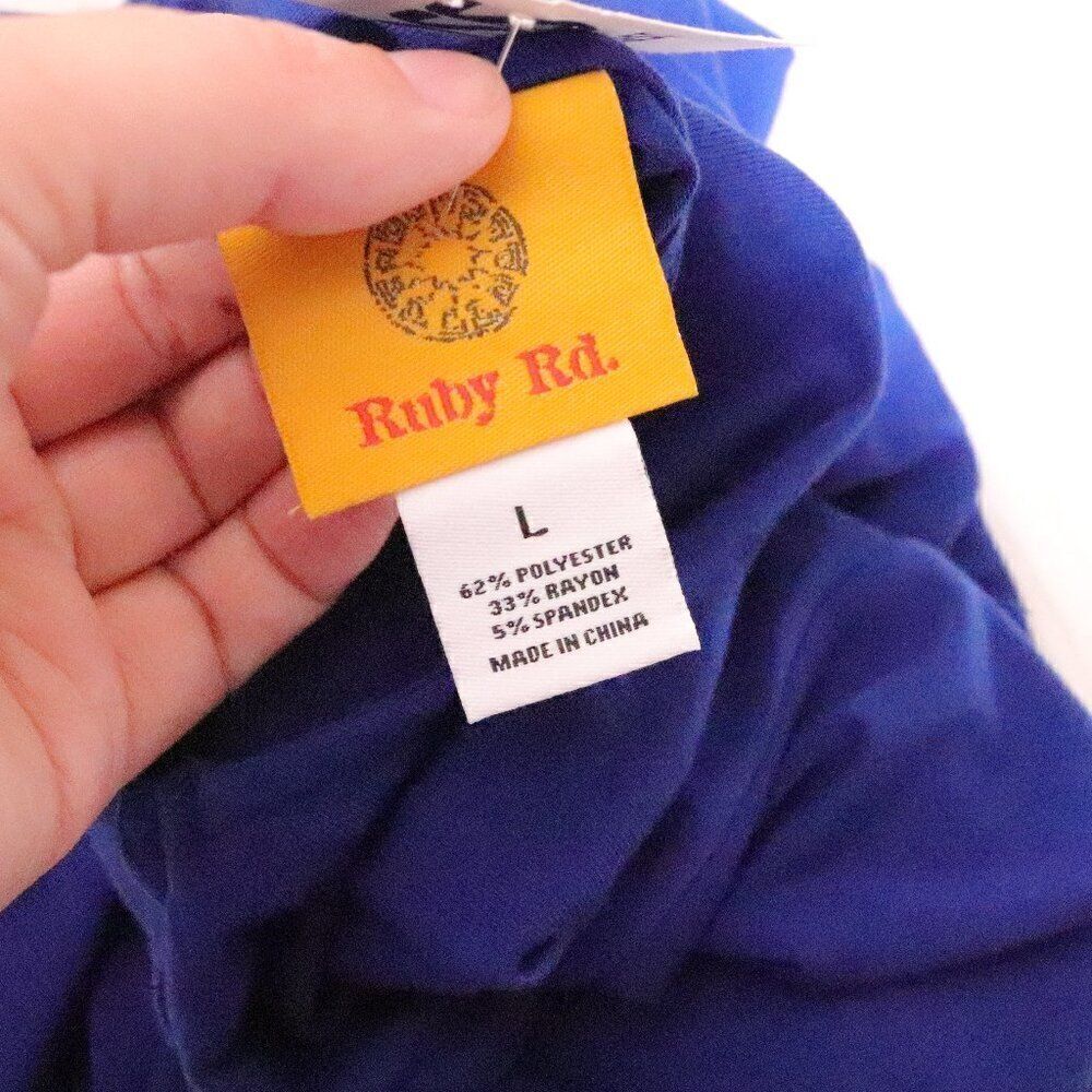 Ruby Rd. | Short Sleeve Top Floral Fringe Large - Picture 6 of 7